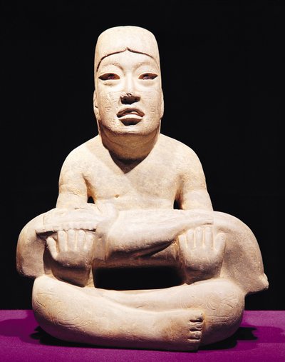 Cross-legged Figure Holding a Baby, Olmec by Pre Columbian